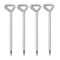 12-Inch Ground Stakes | Set of 4 Galvanized Steel Tent Pegs Spikes Heavy Duty with Rope Hook | Unbreakable Metal Ground Anchor for Camping Tent/Canopy/Tarp