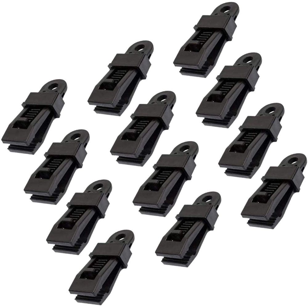 12Pcs Clamp Tarp Clips Awning Clamp Set Trap Clips Jaw Tent Snaps Hangers Camping Clamp Clips Tent Tighten Lock Grip for Outdoors Camping Farming Garden